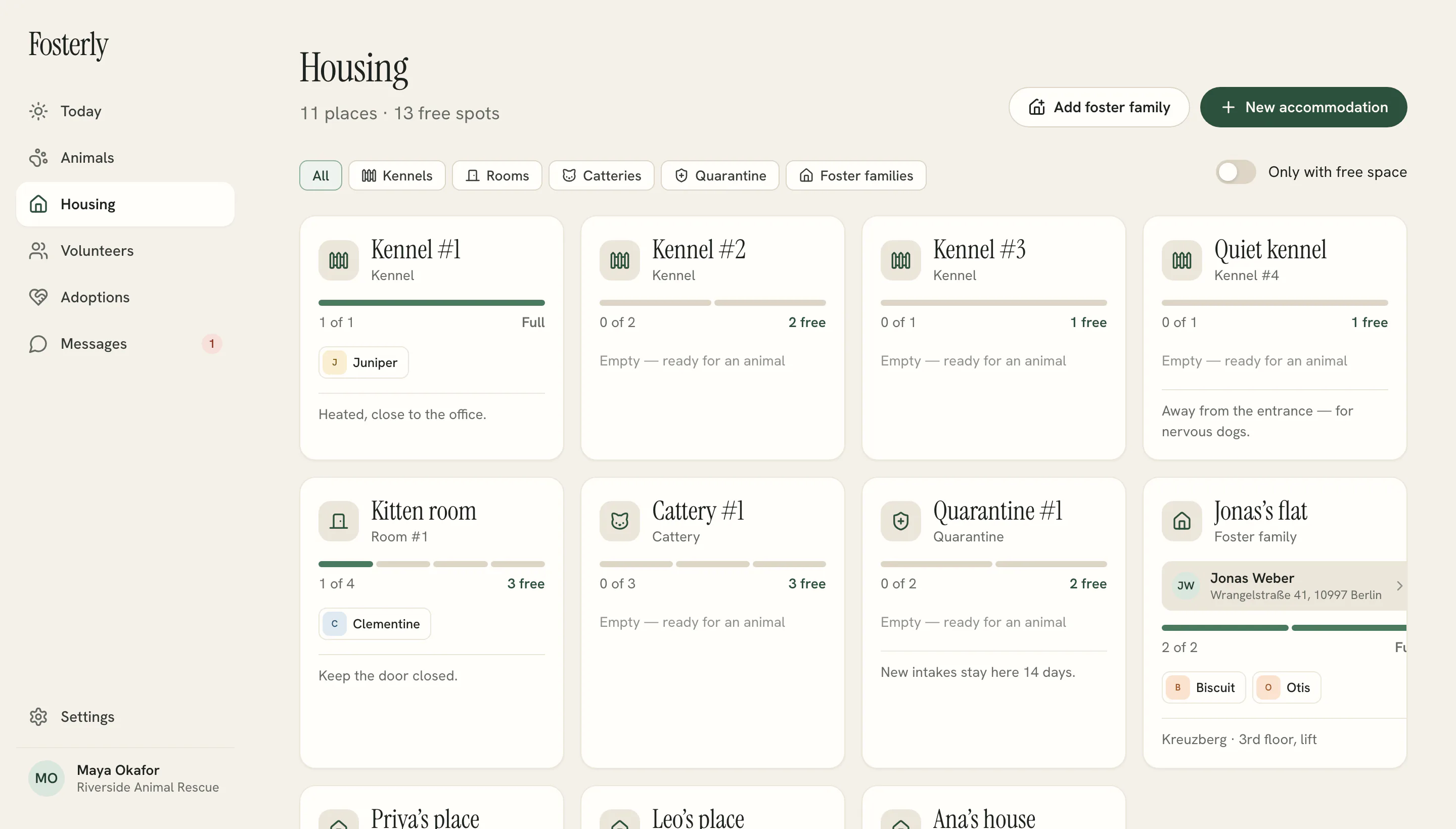 Fosterly — Housing screen