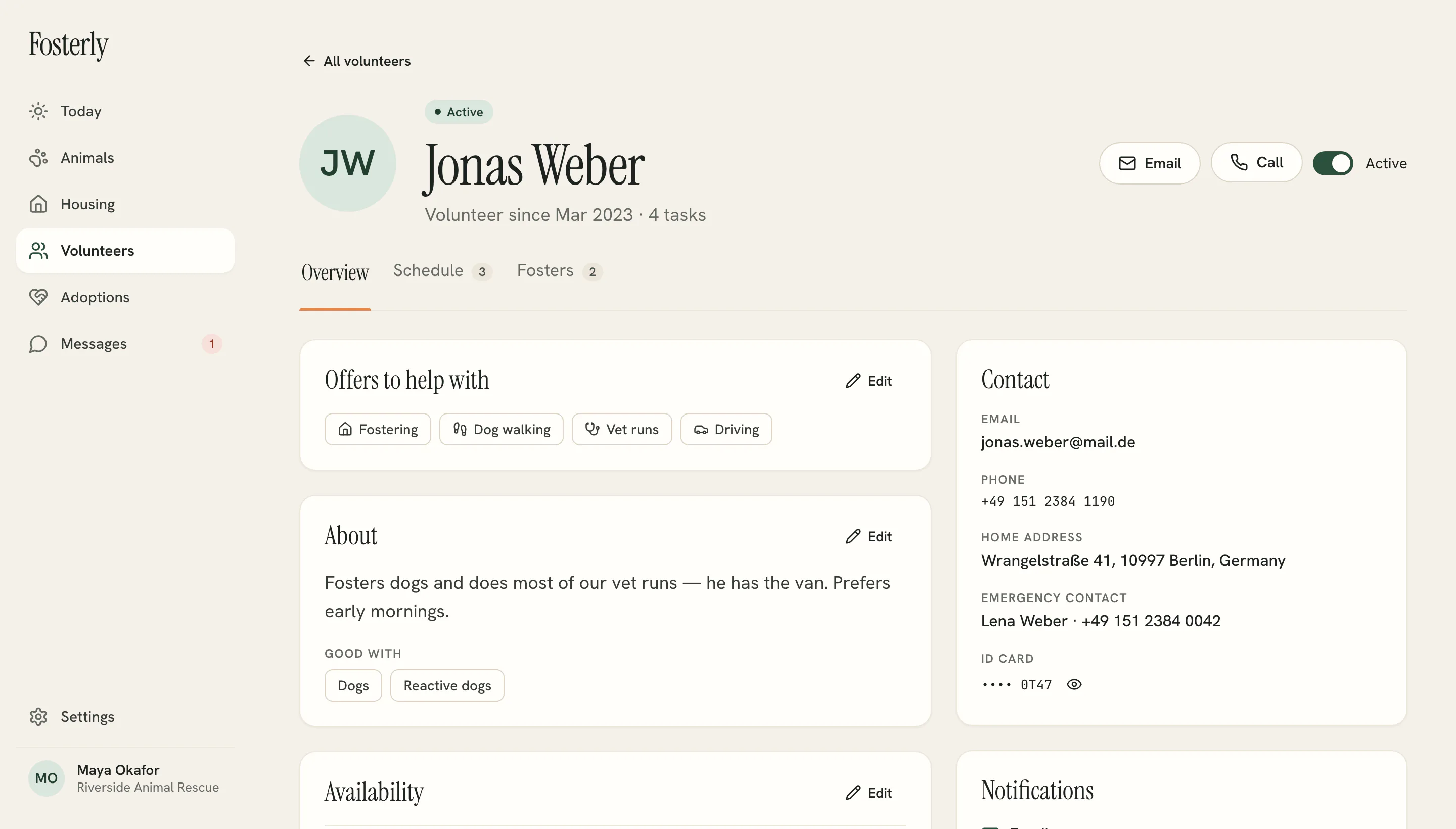 Fosterly — Volunteers screen
